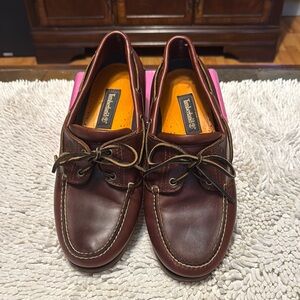 Timberland Men's Dark Brown Leather Boat Shoes